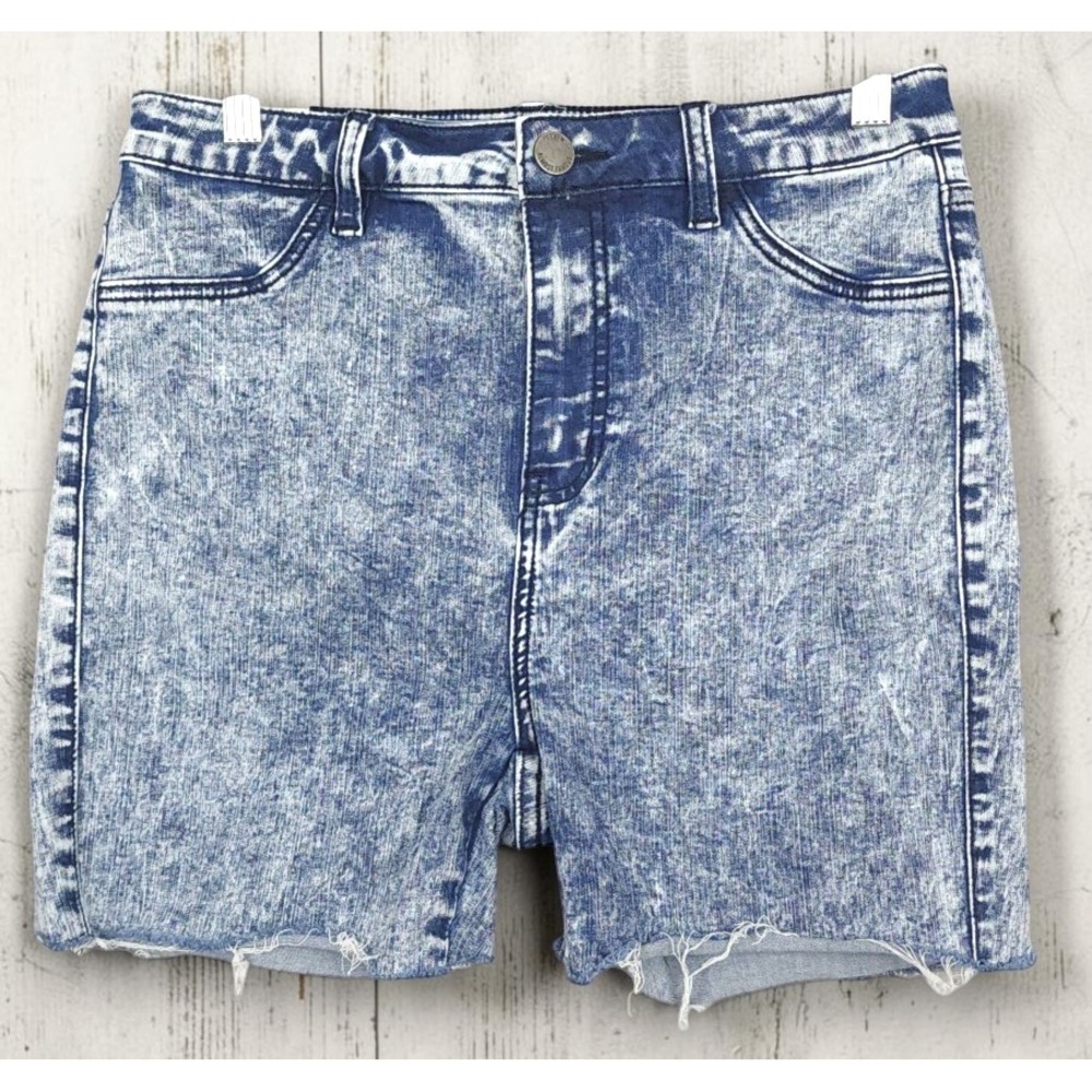 Almost Famous High Rise Denim Acid Wash Cutoff Jean Shorts Jr. Stretch M
